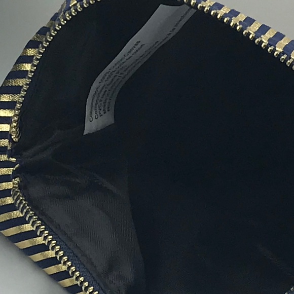 NWOT Merangue Black & Gold Striped Make Up Bag - Picture 8 of 8